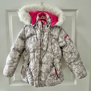 Weatherproof Pink and White Hooded puffer Jacket